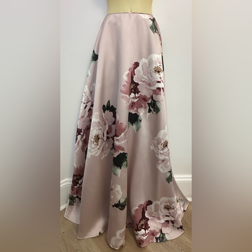 Jodi Kristopher Pink and Cream Floral Maxi Skirt